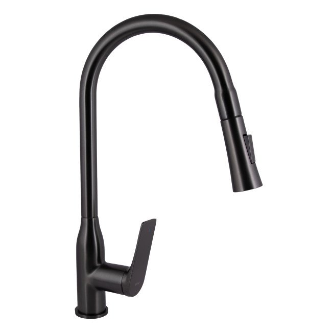 Смеситель для кухни Qtap Vlasta New с выдвижным изливом QTVLA344GMB45647 Gunmetal Black PVD