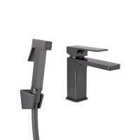 Смеситель для раковины Qtap Gemini (с гигиеническим душем) QTGEM272GMB45692 Gunmetal Black PVD