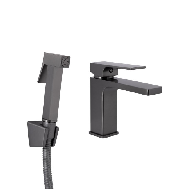Змішувач для раковини Qtap Gemini (з гігієнічним душем) QTGEM272GMB45692 Gunmetal Black PVD