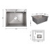 Мийка для кухні інтегрована Lidz Handmade H6050G (LDH6050GPVD43622) Brushed Grey PVD 3,0/1,0 мм