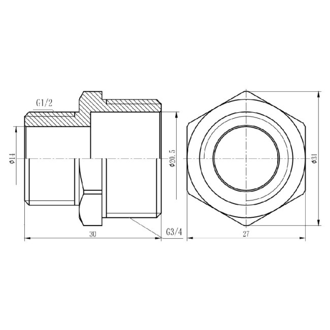 Ніпель редукційний Thermo Alliance Forte 3/4"х1/2" хром SF359H2015
