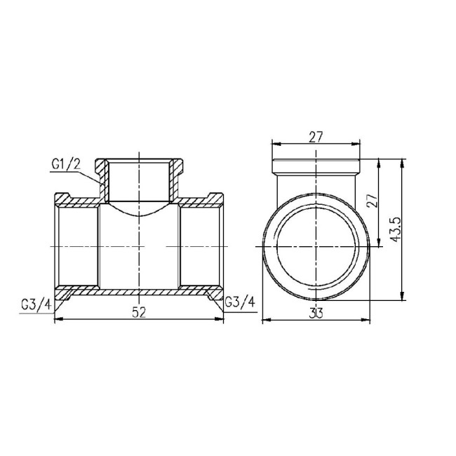 Трійник редукційний Thermo Alliance Forte 3/4"х1/2"х3/4" ВВ SF362201520