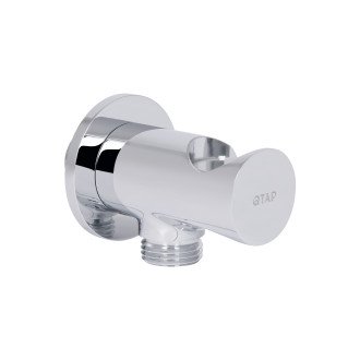 Подключение с держателем для шланга Qtap Spojeni округлое QTCRMBH030 Chrome