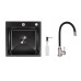 Акційний набір Lidz: мийка H4545 Black PVD Decor 2,5/0,5 мм + Змішувач Aria для кухні з гнучким виливом (k35) Black