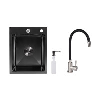 Акционный набор Lidz: мойка H4050 Black PVD 3,0/1,0 мм + Смеситель Aria для кухни с гибким изливом (k35) Black