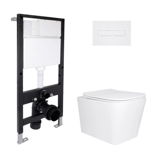Готове рішення Qtap для ванної кімнати: підвісний унітаз Tern Ultra Quiet 525x345x360 + комплект інсталяції Standard (лінійна клавіша White)