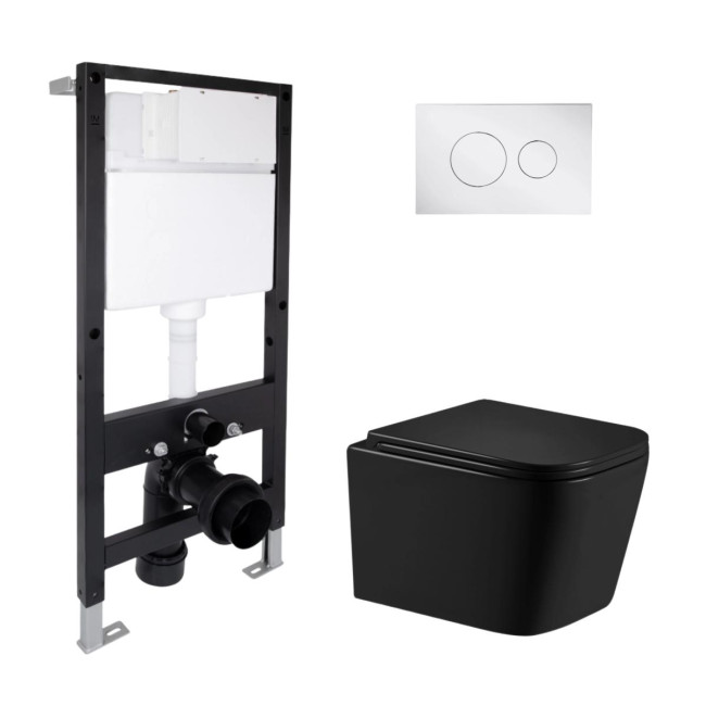 Готове рішення Qtap для ванної кімнати: підвісний унітаз Crow Ultra Quiet 485x340x290 + комплект інсталяції Standard (кругла клавіша Chrome)