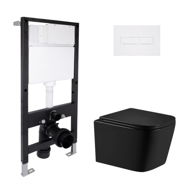 Готове рішення Qtap для ванної кімнати: підвісний унітаз Crow Ultra Quiet 485x340x290 + комплект інсталяції Standard (лінійна клавіша White)