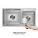Акційний набір Lidz: мийка з двома чашами інтегрована Brushed Steel 3,0/1,0 мм + Змішувач Aria для кухні з гнучким виливом (k35) Grey