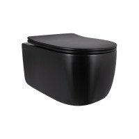 Унітаз підвісний Qtap Taurus Ultra Quiet 515×360×350 мм, Matt Black, з сидінням Slim Duroplast / Soft-close / Quick Release QTTAU28BLM50504