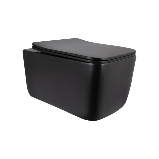 Унітаз підвісний Qtap Gemini Ultra Quiet 485×340×350 мм, Matt Black, з сидінням Slim Duroplast / Soft-close / Quick Release QTGEM28BLM50505