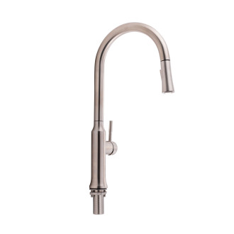 Змішувач для кухні Qtap Baruska з висувним виливом QTBAR9137103UN Brushed Nickel PVD