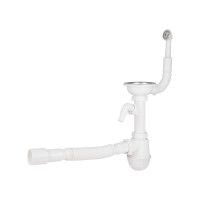 Сифон для кухонной мойки Lidz (WHI) 60 08 E001 01 ECO с круглым переливом (выход 50 мм)