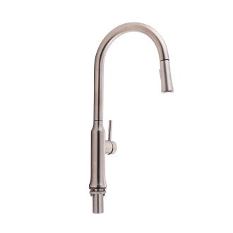 Смеситель для кухни Qtap Baruska с выдвижным изливом QTBAR9137103UN Brushed Nickel PVD