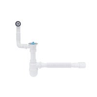 Сифон для кухонної мийки Lidz (WHI) 60 08 E004 00 з круглим переливом (вихід 50 мм)