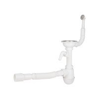 Сифон для кухонної мийки Lidz (WHI) 60 08 E001 01 ECO з круглим переливом (вихід 50 мм)