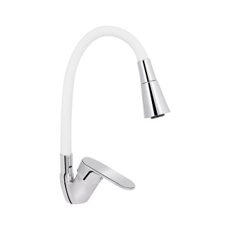 Смеситель для кухни Lidz Tani 008F3 с гибким изливом (k40) LDTAN008F3WCR37037 Chrome/White