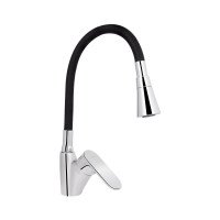 Змішувач для кухні Lidz Tani 007F3 з гнучким виливом (k40) LDTAN007F3BCR37649 Chrome/Black