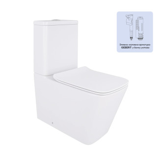 Унітаз-компакт Qtap Crow безобідковий з сідінням Soft-close QT05222170W