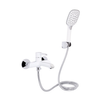 Смеситель для ванны Qtap Grand (c душевым гарнитуром) QTGRAWCR006 Chrome/White