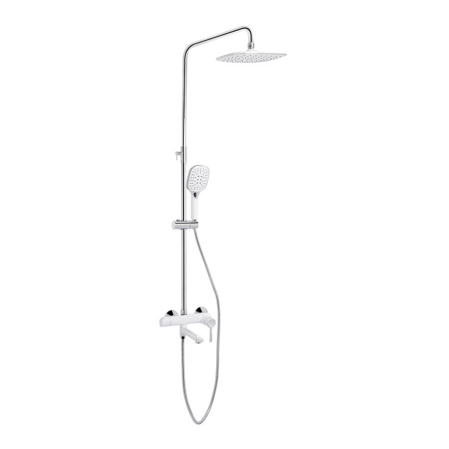 Душова система універсальна Qtap Grand на три споживачі (з виливом) QTGRAWCR1004 Chrome/White