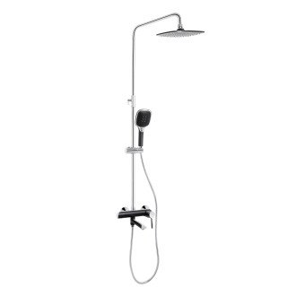 Душова система універсальна Qtap Grand на три споживачі (з виливом) QTGRABCR1004 Chrome/Black